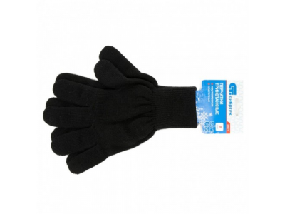 Перчатки трикотажные, акрил, черный, двойная манжета Россия Сибртех