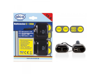 Розетка прикуривателя на 3 выхода 12 В + 2 USB 5B от ALCA Розетка прикуривателя на 3 выхода 12 В + 2 USB 5B